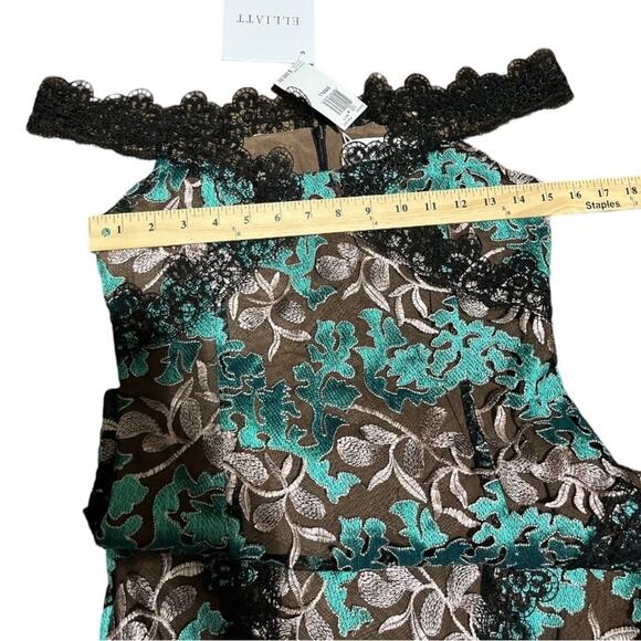 NWT Elliatt Quartz Dress Gown Peacock Black Teal Lace Brocade Embroidery Sm - Picture 14 of 16